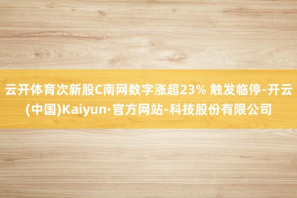 云开体育次新股C南网数字涨超23% 触发临停-开云(中国)Kaiyun·官方网站-科技股份有限公司